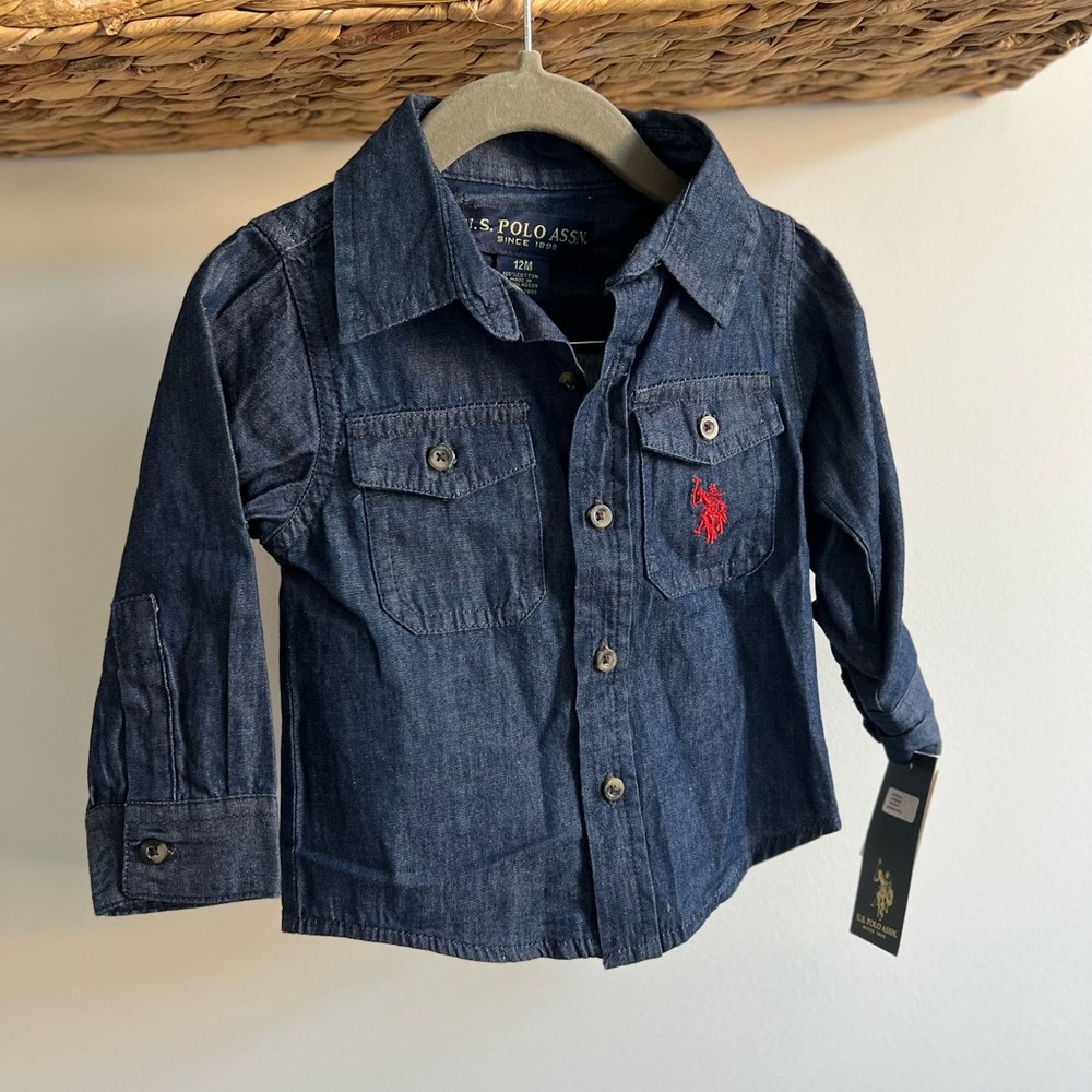 Polo denim shirt for 12m boy.